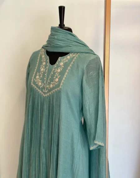 Alaia - Baby Blue Mul Chanderi Kurta Set